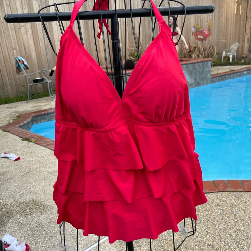 Catalina Red Ruffle Swimsuit Top